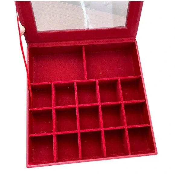 Red Velvet-lined Jewelry Organizer Box 9‎ in X 9 in SEALED NIB Romantic Gift - Picture 2 of 5